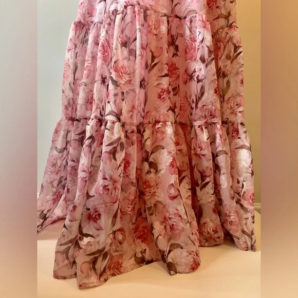 Lulu's Special Moment Strapless Bustier Pink Floral Maxi Dress Size XL NWT - Picture 9 of 16